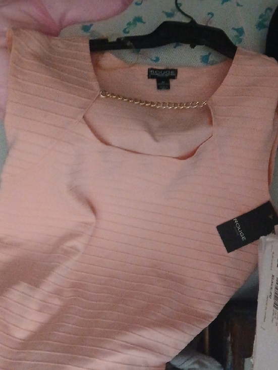 Rouge Helium Pale Pink Sleeveless Tank with Gold Chain Detail - Picture 2 of 4